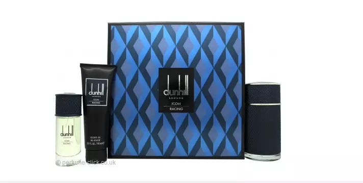 Dunhill Icon Racing Blue Edp 100Ml + Edp 30Ml + S/Gel 90Ml Gift Set (Brand New)