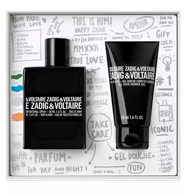 Zadig & Voltaire This Is Him! Edt 50Ml + Shower Gel 50Ml Gift Set (Brand New)